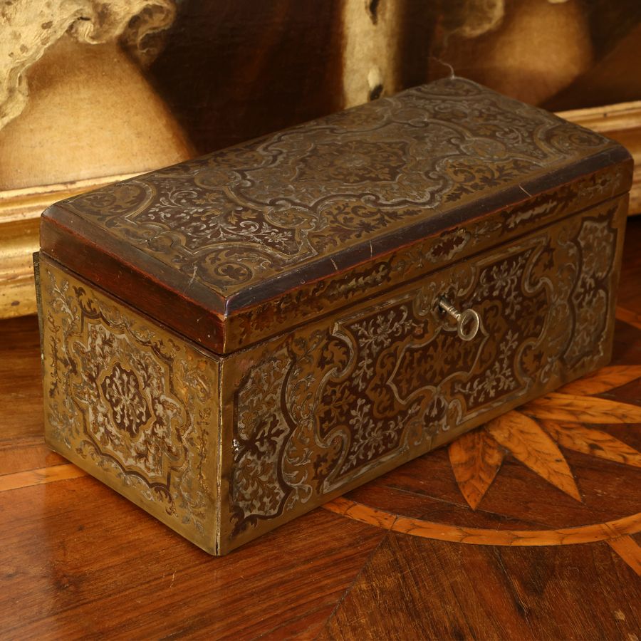 Scatola Boulle Porta Tè in Legno e Metallo