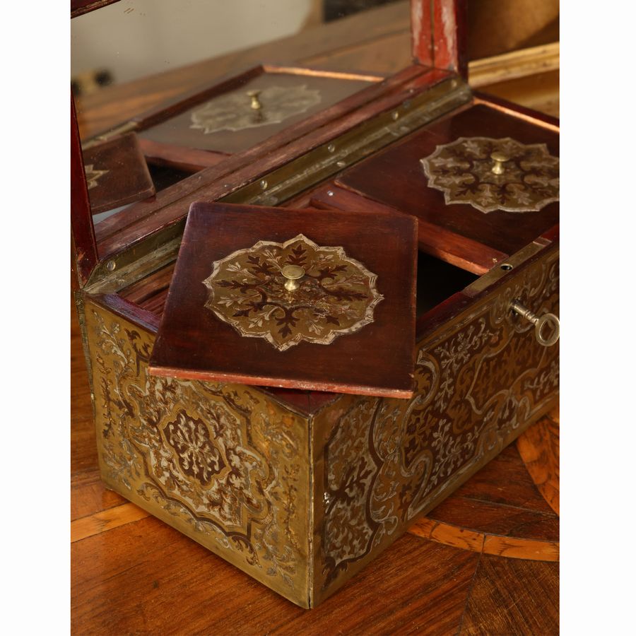 Scatola Boulle Porta Tè in Legno e Metallo
