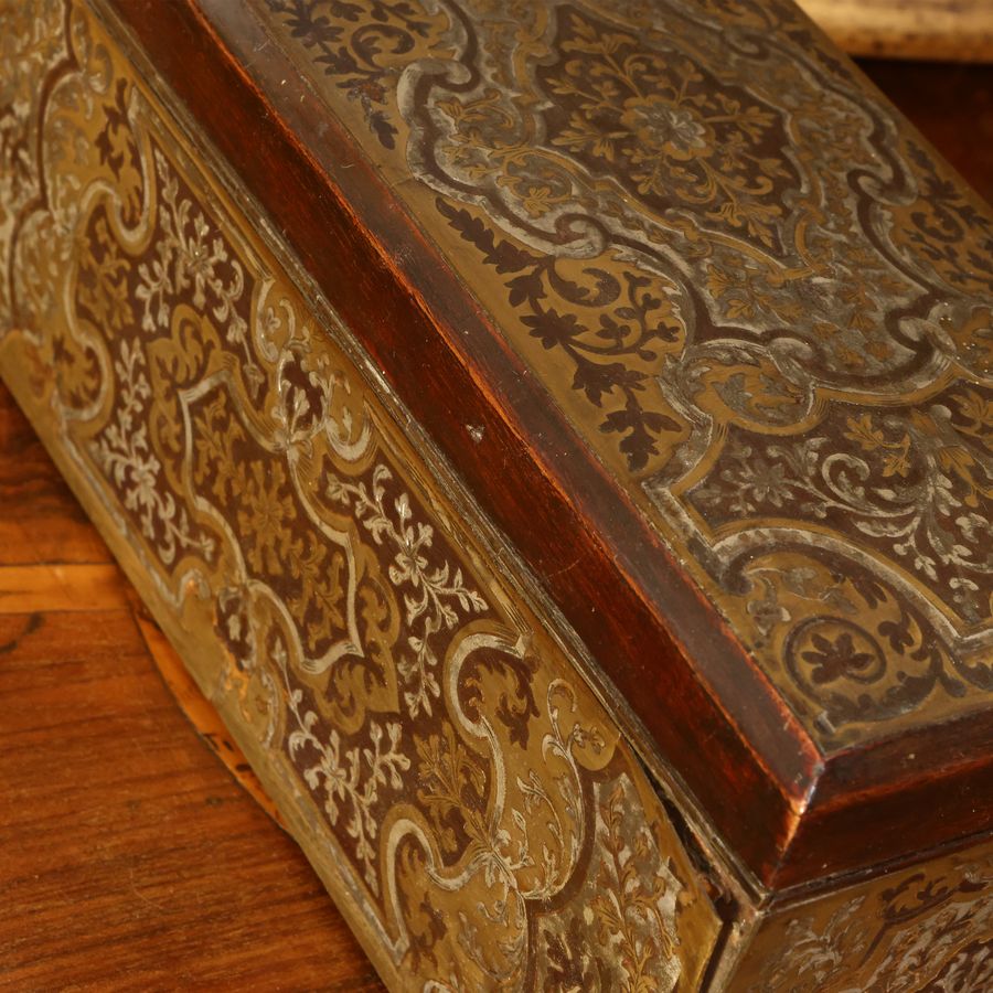 Scatola Boulle Porta Tè in Legno e Metallo