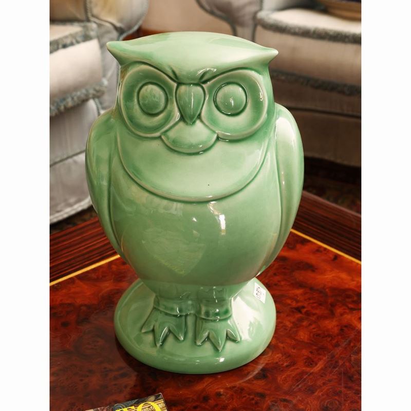Gufo in Ceramica Color Celadon