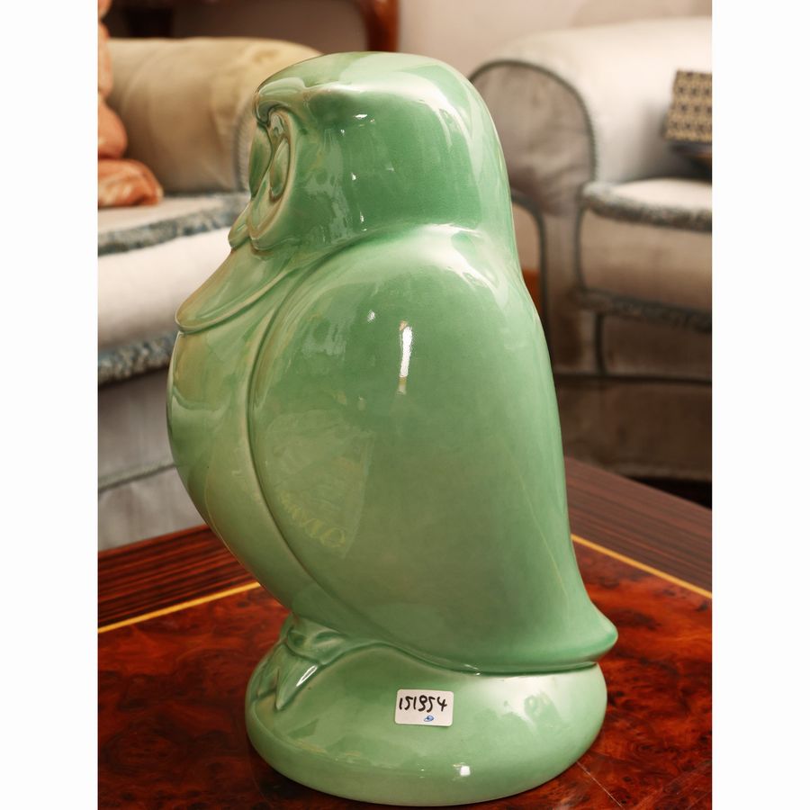Gufo in Ceramica Color Celadon