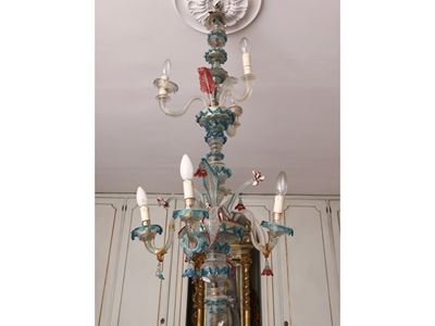 Piccolo Lampadario in Vetro Soffiato di Murano