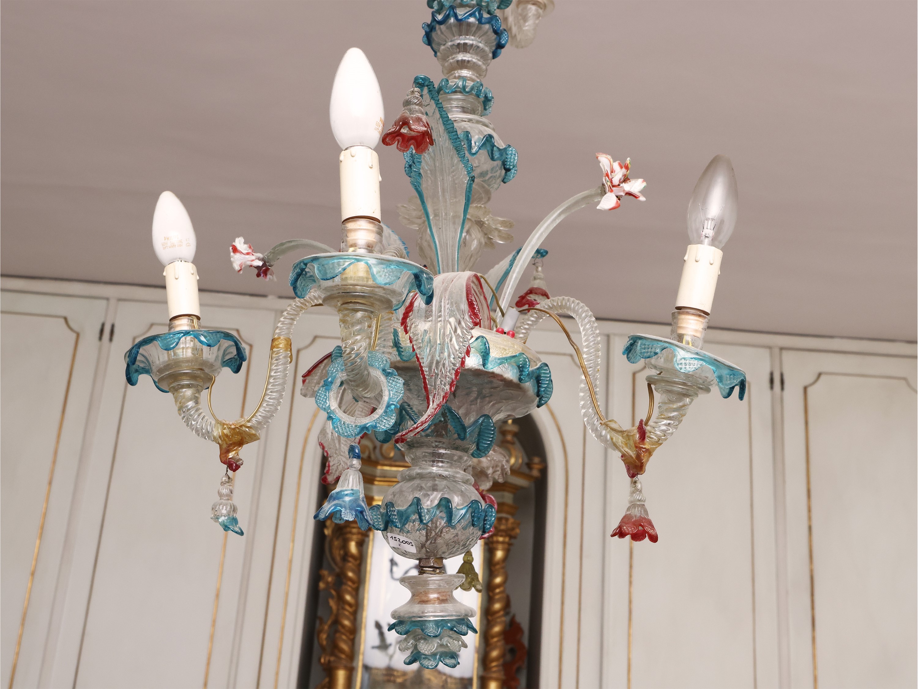 Piccolo Lampadario in Vetro Soffiato di Murano
