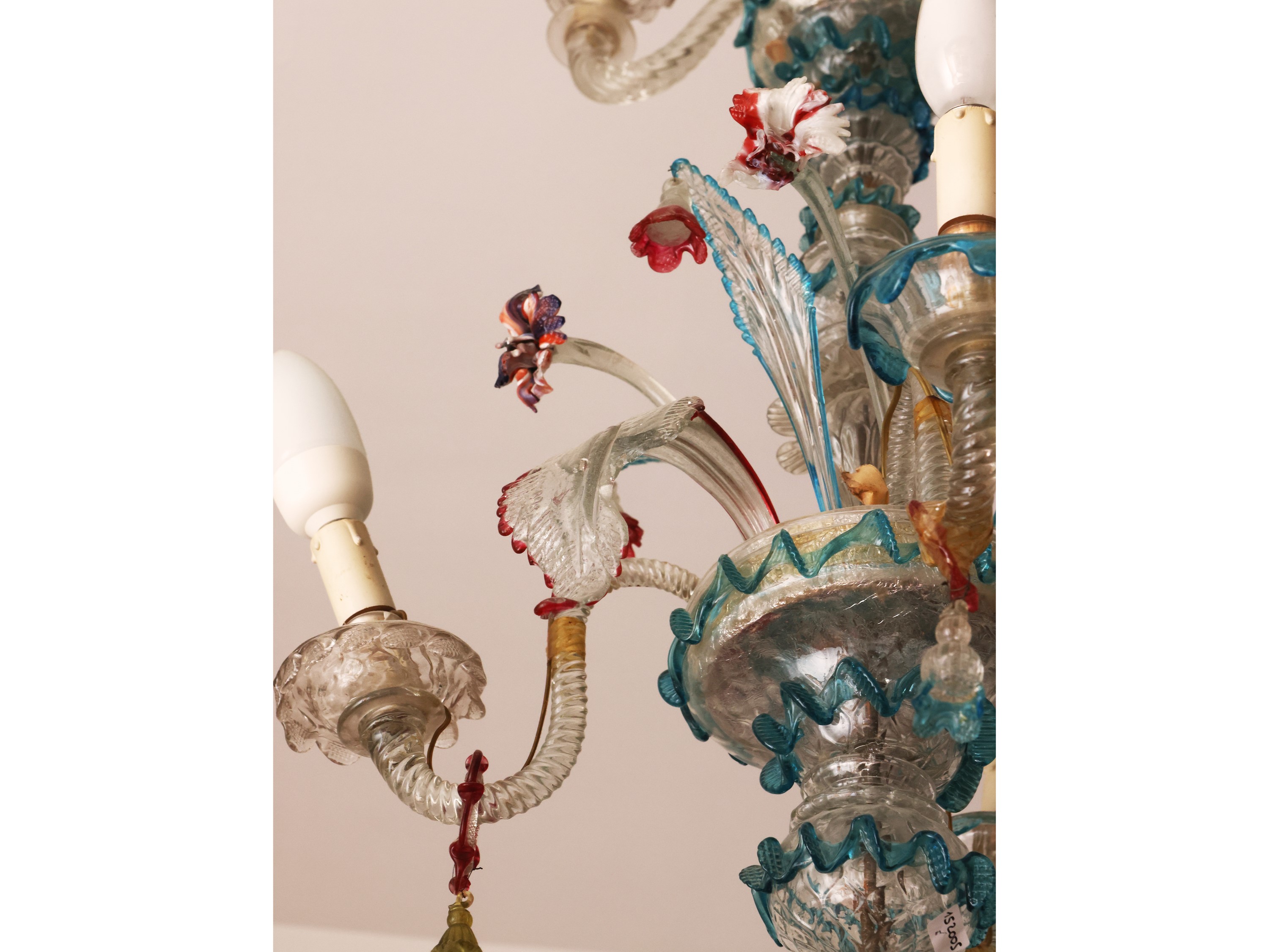 Piccolo Lampadario in Vetro Soffiato di Murano