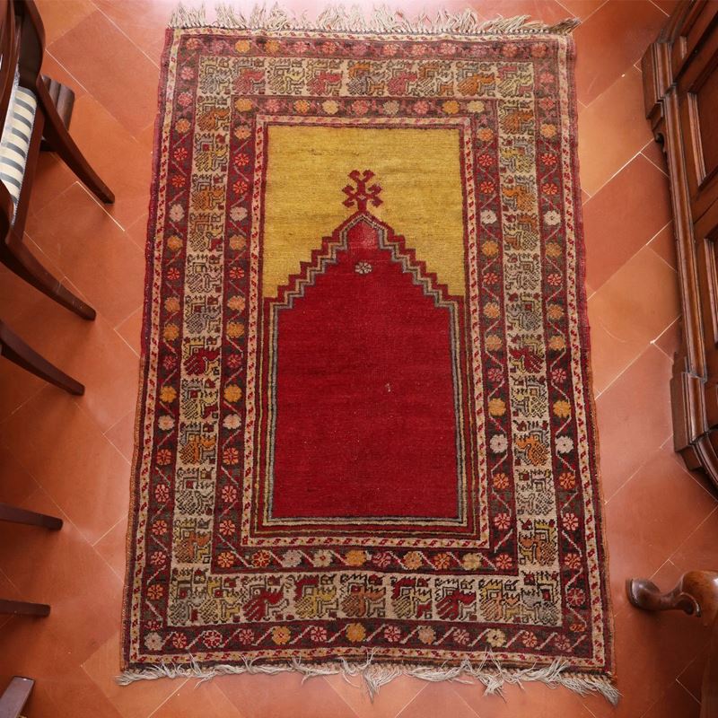 Tappeto Persiano a Preghiera di Vecchia Manifattura