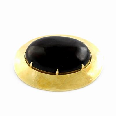 Spilla Pendente in Oro Giallo con Grande Granato