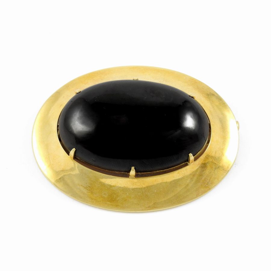 Spilla Pendente in Oro Giallo con Grande Granato