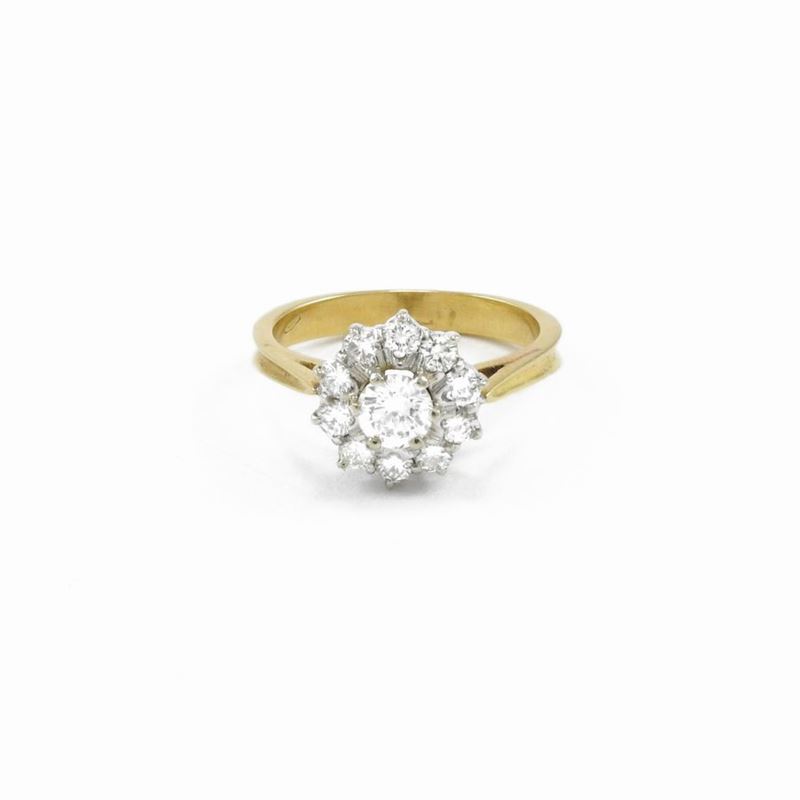 Anello in Oro Bianco e Oro Giallo con Diamanti