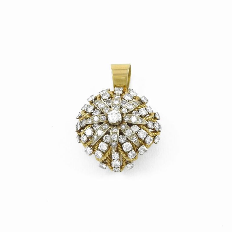 Pendente in Oro Bianco e Oro Giallo con Diamanti