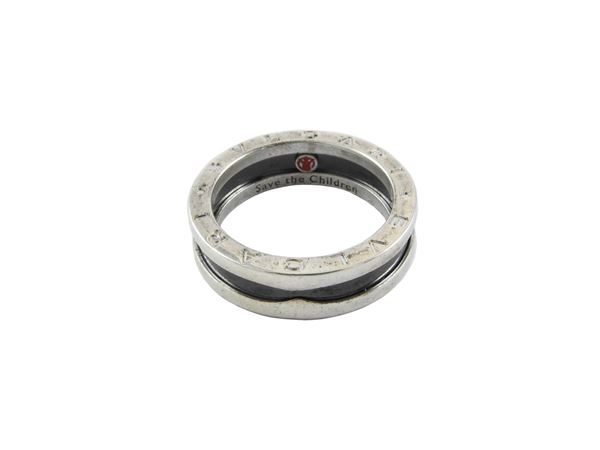 Silver and ceramic Bulgari for Save the Children ring