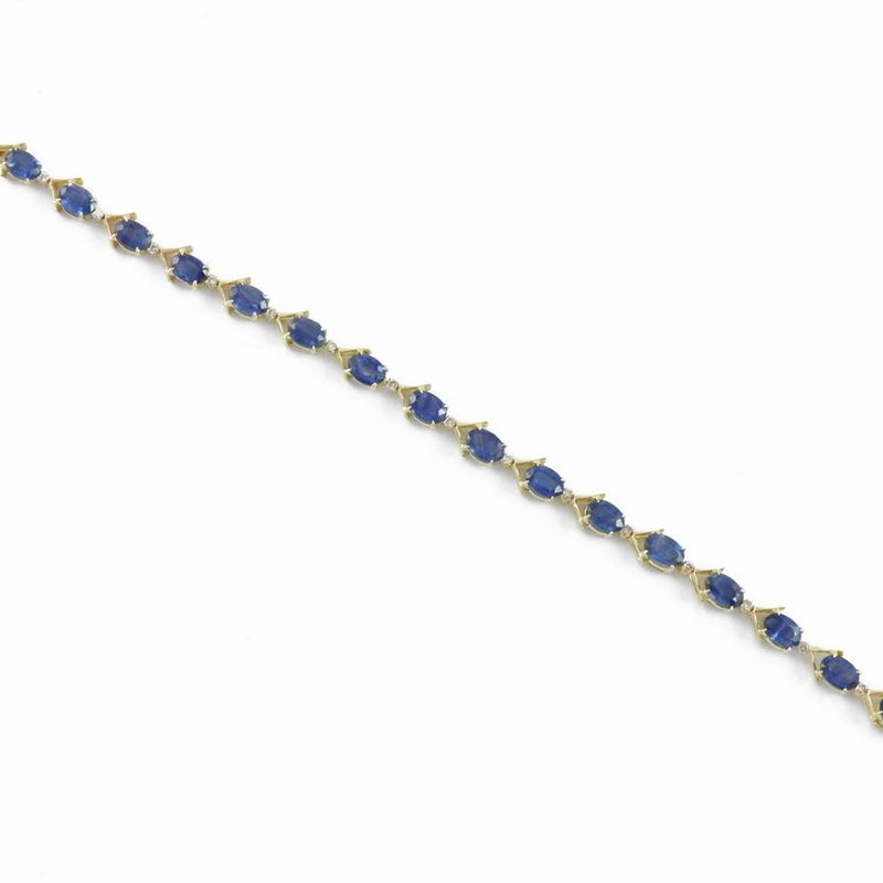Bracciale in Oro Giallo con Diamanti Fancy Brown e Zaffiri