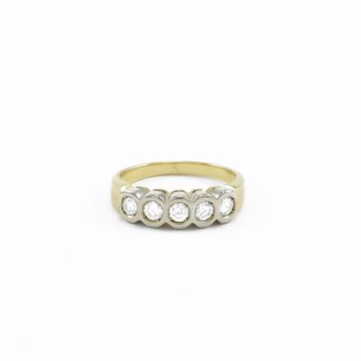 Anello Riviera in Oro Bianco e Oro Giallo con Diamanti