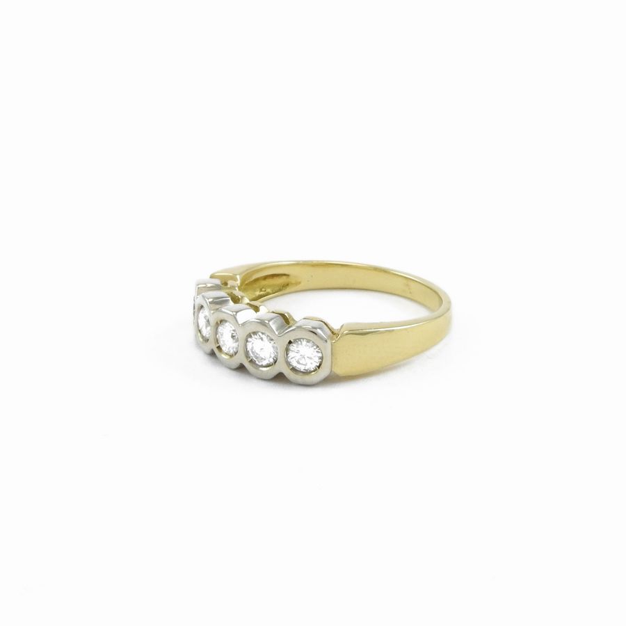 Anello Riviera in Oro Bianco e Oro Giallo con Diamanti