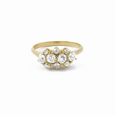 Anello in Oro Giallo con Diamanti Taglio Vecchio