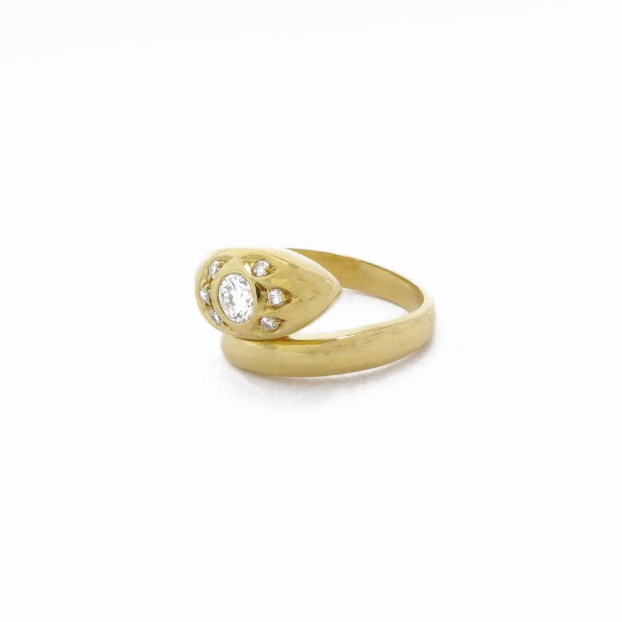 Anello da Mignolo Animalier in Oro Giallo con Diamanti