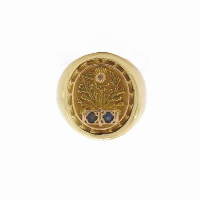 Anello da Mignolo in Oro Giallo con Zaffiri
