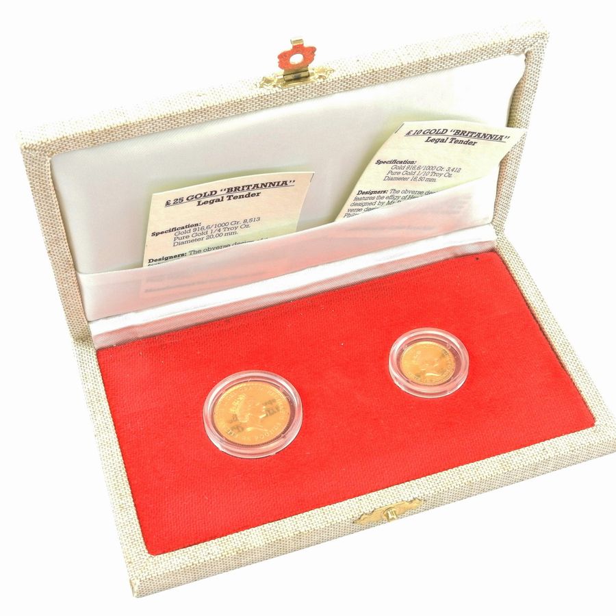 Serie Britannia 25 Pounds 1/4 di Oncia e 10 Pounds 1/10 di Oncia in Oro