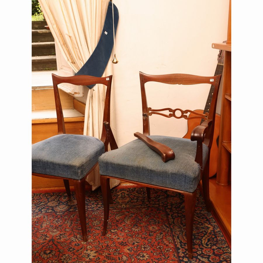 Coppia di Poltroncine con Coppia di Sedie En Pendant in Satinwood