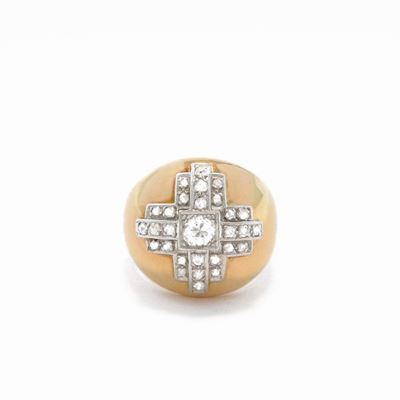 Anello a Fascia in Oro Bianco e Oro Giallo con Diamanti