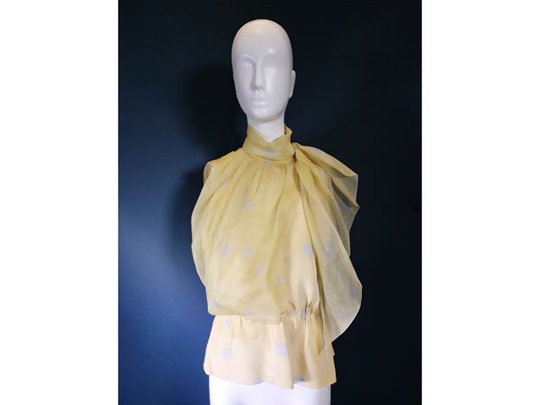 Christian Dior Haute Couture camicia gialla a pois
