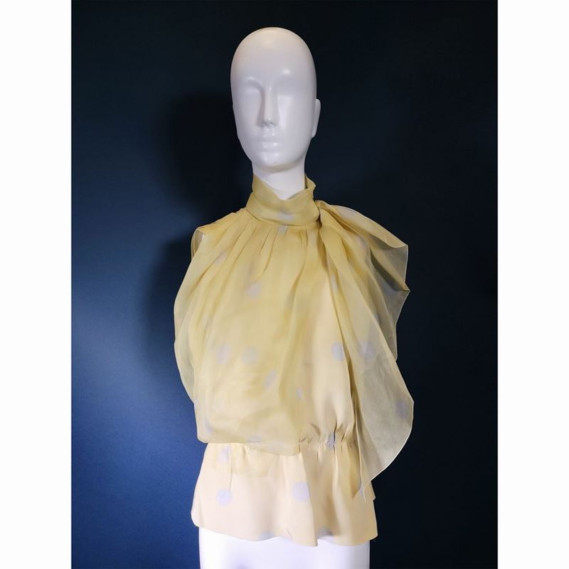Christian Dior Haute Couture Camicia Gialla a Pois