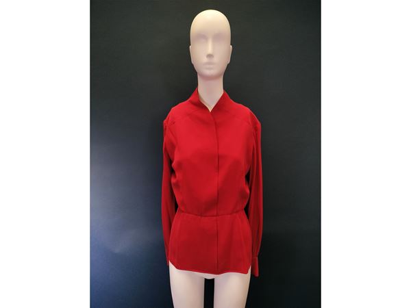 Christian Dior Haute Couture red silk shirt