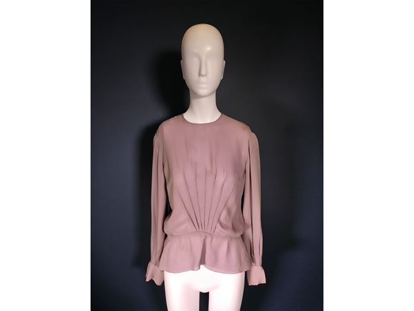 Christian Dior Haute Couture camicia in seta rosa antico