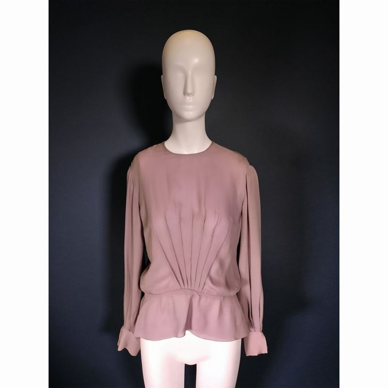 Christian Dior Haute Couture Camicia in Seta Rosa Antico
