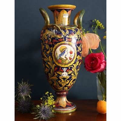 Vaso Ad Anfora in Terracotta Smaltata a Lustro, Gualdo Tadino