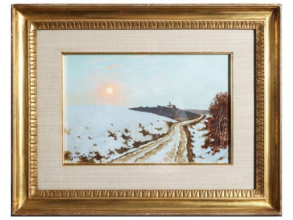 Gregorio Calvi di Bergolo - Paesaggio al tramonto 1973
