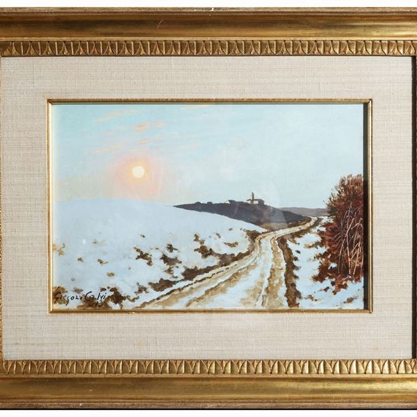 Gregorio Calvi di Bergolo - Paesaggio al tramonto 1973