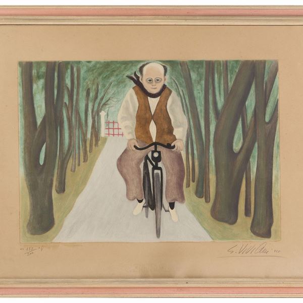 Giuseppe Viviani : The cyclist 1955  - Auction A house on the Ponte Vecchio - Maison Bibelot - Casa d'Aste Firenze - Milano