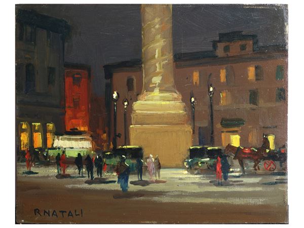 Renato Natali : Piazza Colonna Rome  - Auction A house on the Ponte Vecchio - Maison Bibelot - Casa d'Aste Firenze - Milano