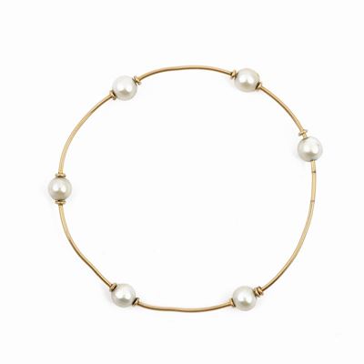 Bracciale a Cerchio in Oro Giallo con Perle Coltivate