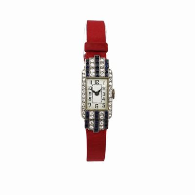 Orologio Gioiello da Polso per Donna in Oro Bianco con Diamanti e Zaffiri Sintetici