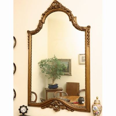 Specchiera in Legno Intagliato e Dorato