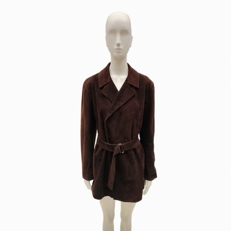 Jil Sander, Blazer in pelle color testa di moro