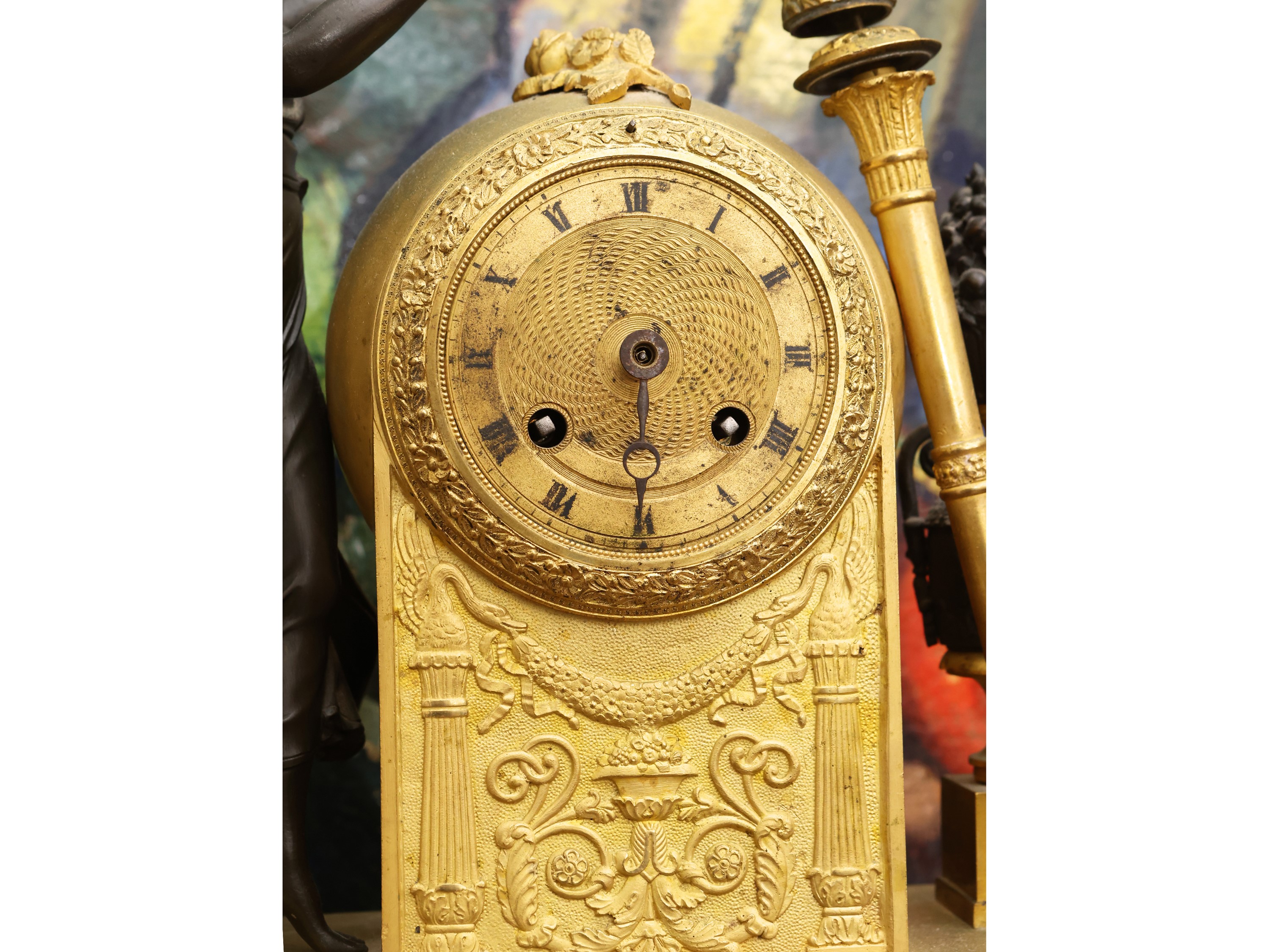 Orologio da Tavolo in Bronzo Dorato e Antimonio