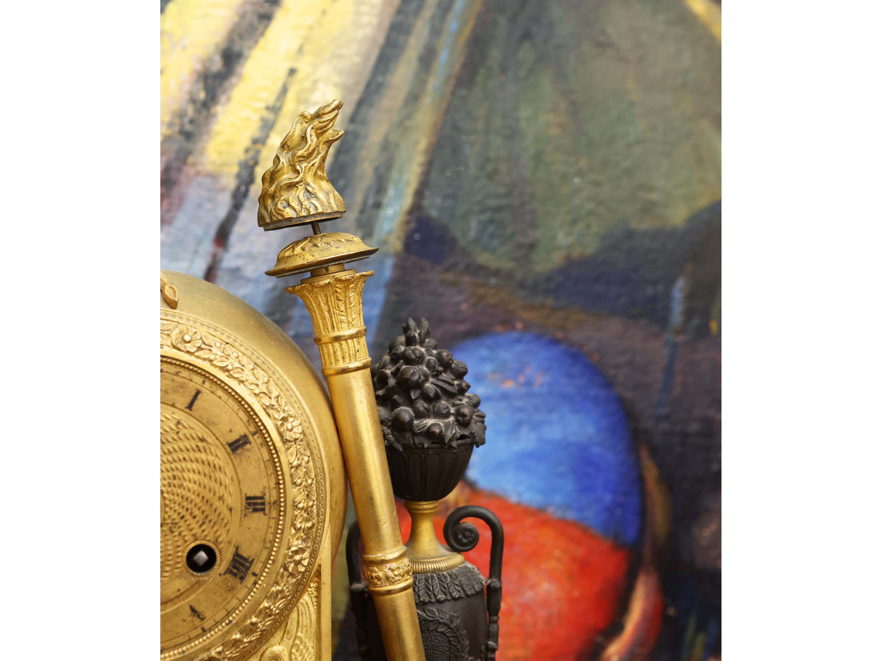 Orologio da Tavolo in Bronzo Dorato e Antimonio