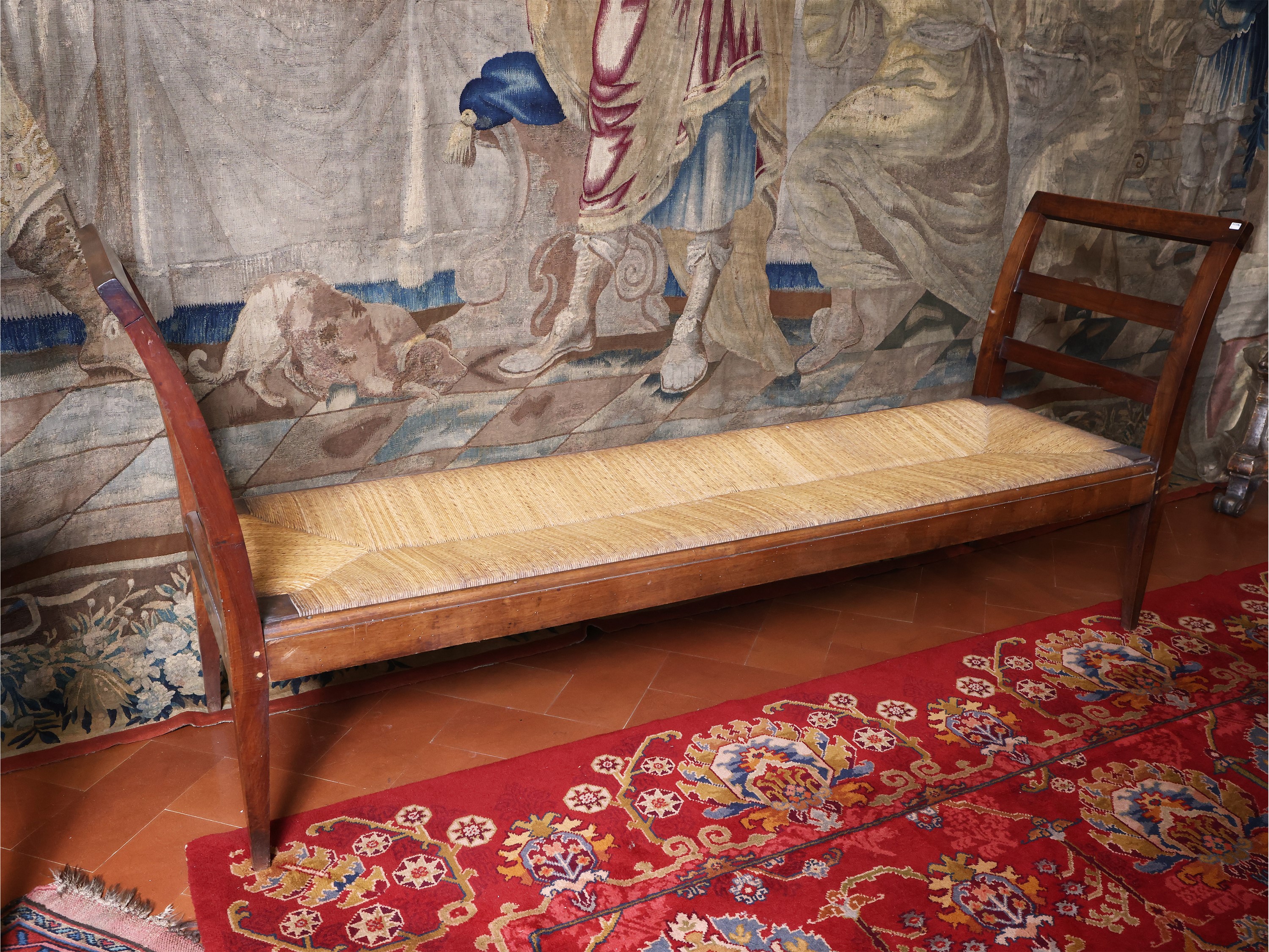 Divano da campagna a panca in noce