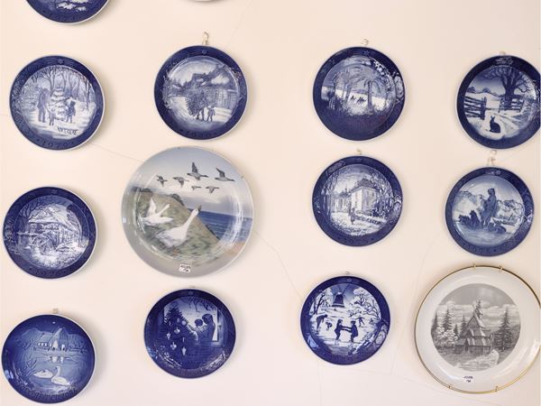 Collection of eighteen porcelain Christmas plates, Royal Copenhagen