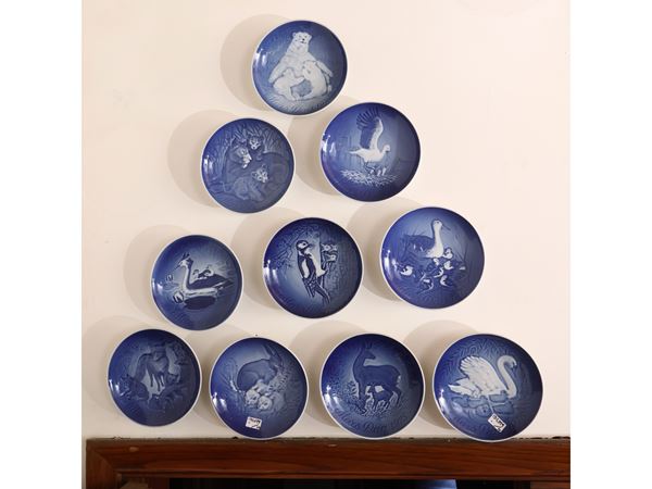 Collezione di dieci piatti in porcellana, Mors Dag, Royal Copenhagen
