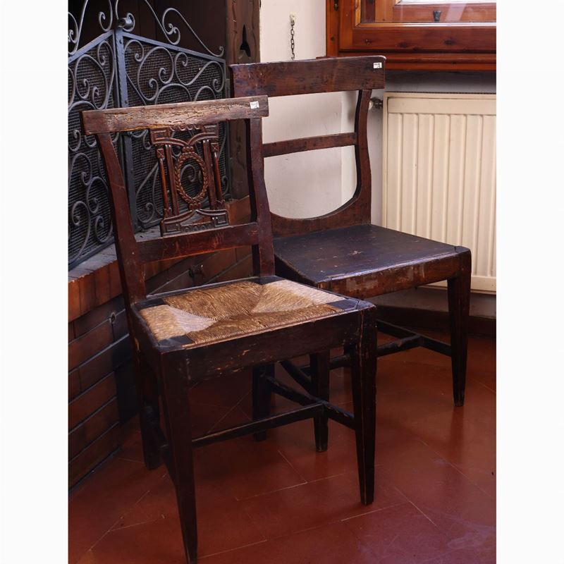 Due sedie campagnole in noce