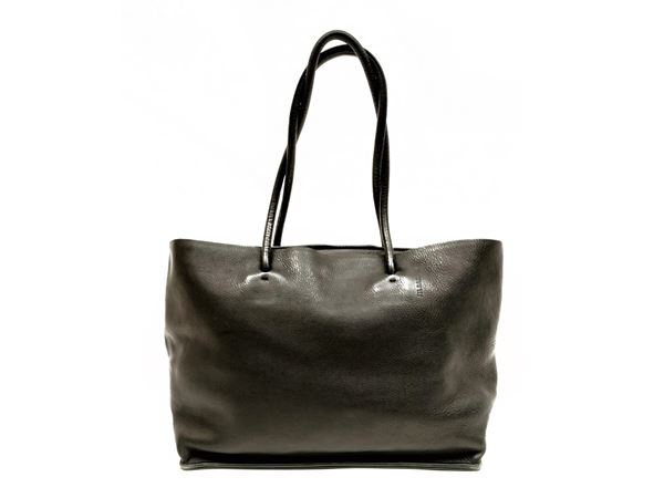 Jil Sander, Black leather shopping bag