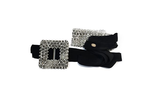 Maria Calderara, Jewel belt in black fabric  - Auction Vintagemania - Maison Bibelot - Casa d'Aste Firenze - Milano