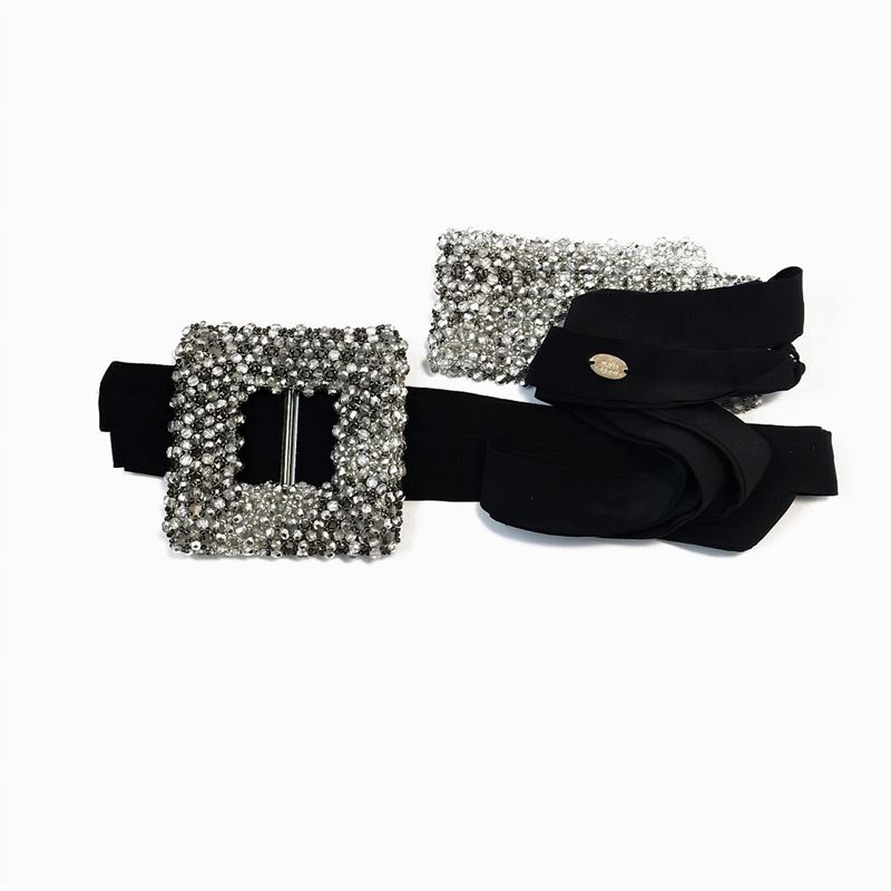 Maria Calderara, Cintura Gioiello in Tessuto Nero