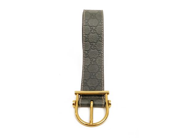 Gucci, Monogram belt in gray leather  - Auction Vintagemania - Maison Bibelot - Casa d'Aste Firenze - Milano