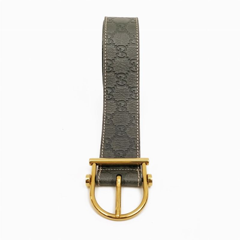 Gucci, Cintura Monogram in Pelle Grigia