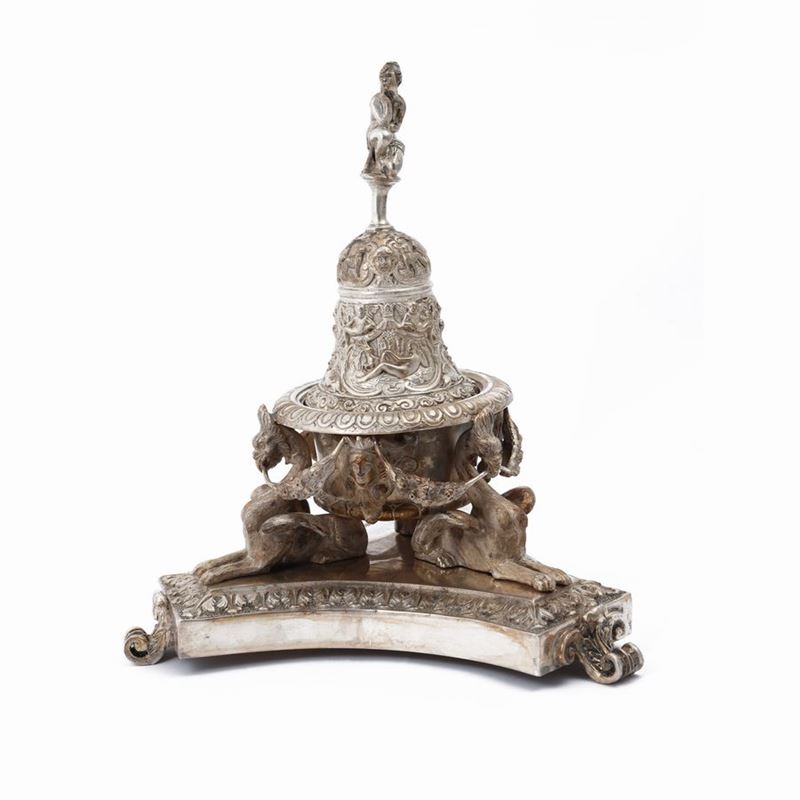 Monumentale Campanello da Scrivania in Argento, Brandimarte Firenze