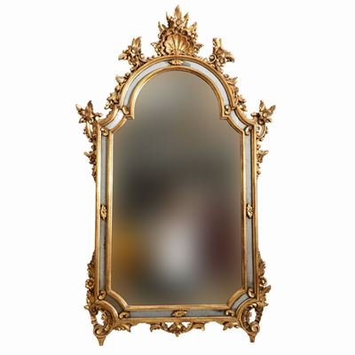 Specchiera in Legno Intagliato e Dorato